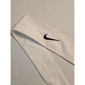Nike Headband Unisex OS Cream Black Swoosh Athletic Tie Back Hair Band Accessory